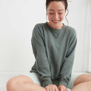 Aerie "The Sweat" Waffle Crew Neck Sweatshirt, XS